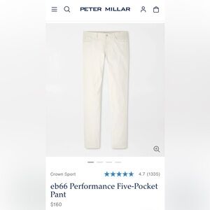 Peter Millar eb66 Performance 5-Pocket Pants - Stone - 38W 30L